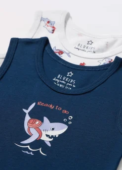 Blukids Pack 2 canotte in costina di puro cotone neonato- Intimo