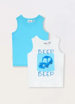 Blukids Pack 2 canotte in jersey di puro cotone neonato- T-shirt