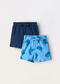 Blukids Pack 2 shorts in jersey di puro cotone neonato- Pantaloni