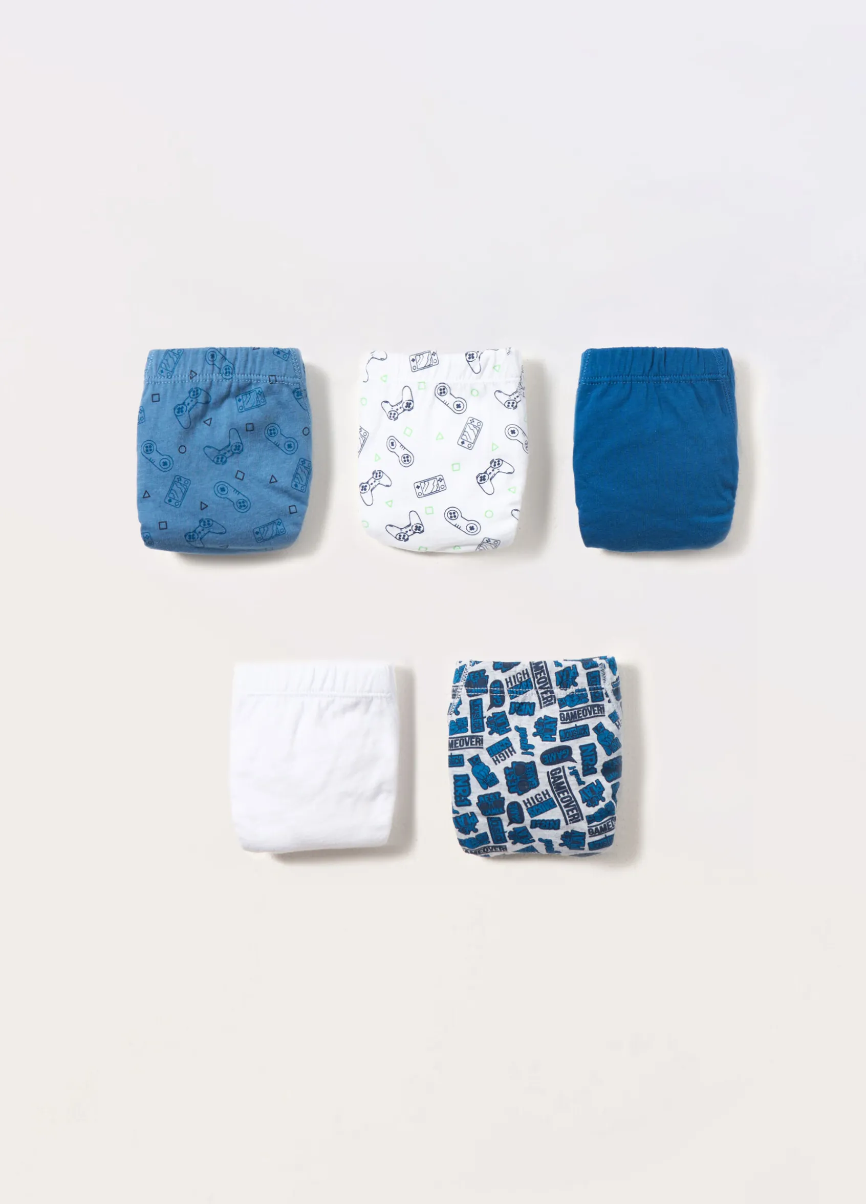 Blukids Pack 5 slip in jersey di puro cotone bambino-Bambino Intimo