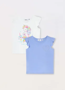 Blukids Pack 2 t-shirt in jersey di puro cotone neonata- T-shirt