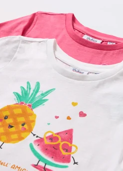 Blukids Pack 2 t-shirt in jersey di puro cotone neonata- T-shirt