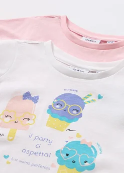 Blukids Pack 2 t-shirt in jersey di puro cotone neonata- T-shirt