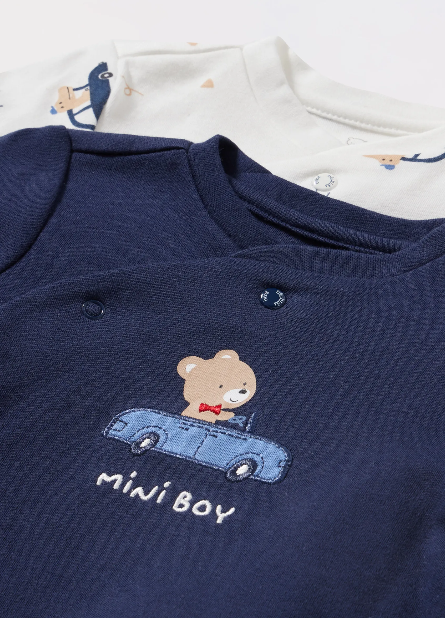 Blukids Pack 2 t-shirt incrociate in interlock di puro cotone neonato- T-shirt