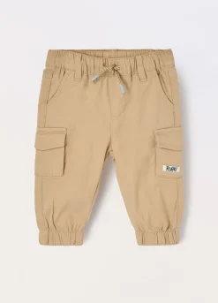 Blukids Pantaloni cargo in cotone stretch neonato- Pantaloni
