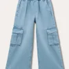 Blukids Pantaloni cargo in denim di puro cotone bambina- Jeans