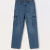 Blukids Pantaloni cargo in denim di misto cotone ragazzo- Pantaloni