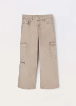 Blukids Pantaloni cargo in denim di puro cotone ragazza- Pantaloni
