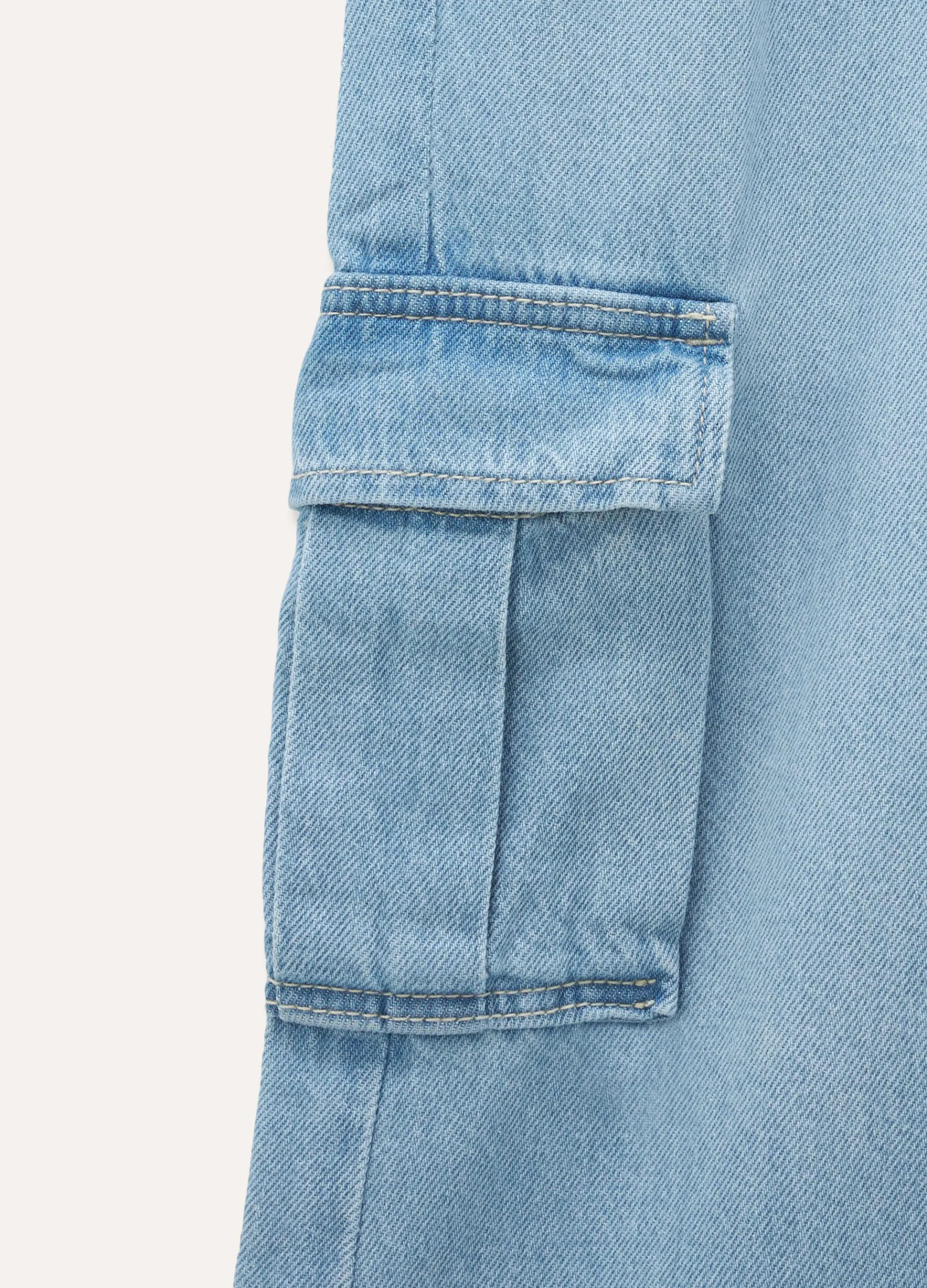 Blukids Pantaloni cargo in denim di puro cotone bambina- Jeans
