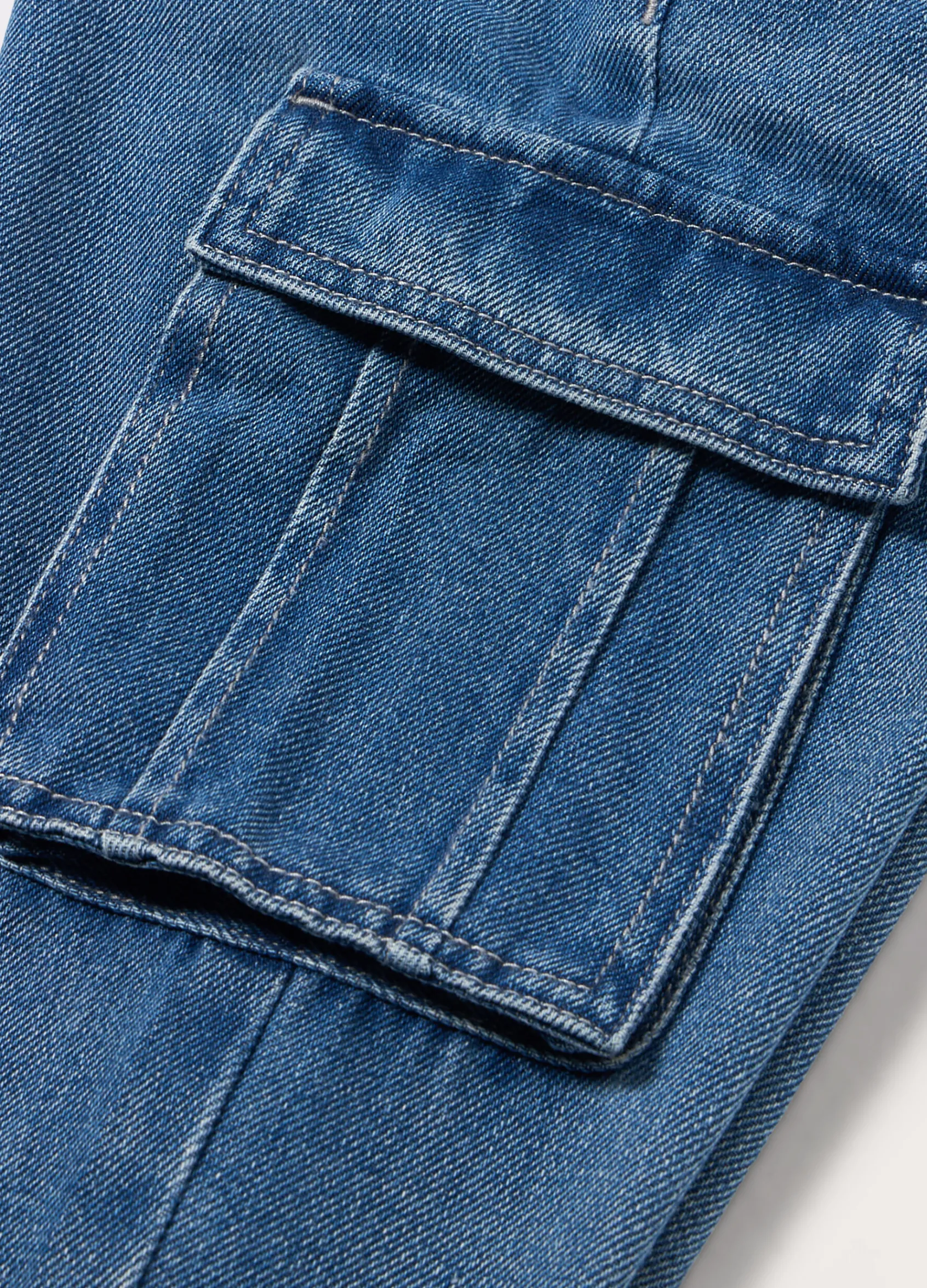 Blukids Pantaloni cargo in denim di misto cotone ragazzo- Pantaloni
