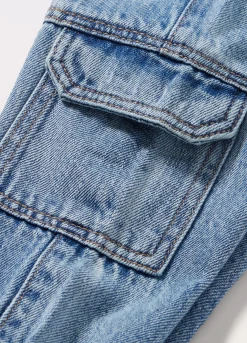 Blukids Pantaloni cargo in denim di cotone neonato- Pantaloni