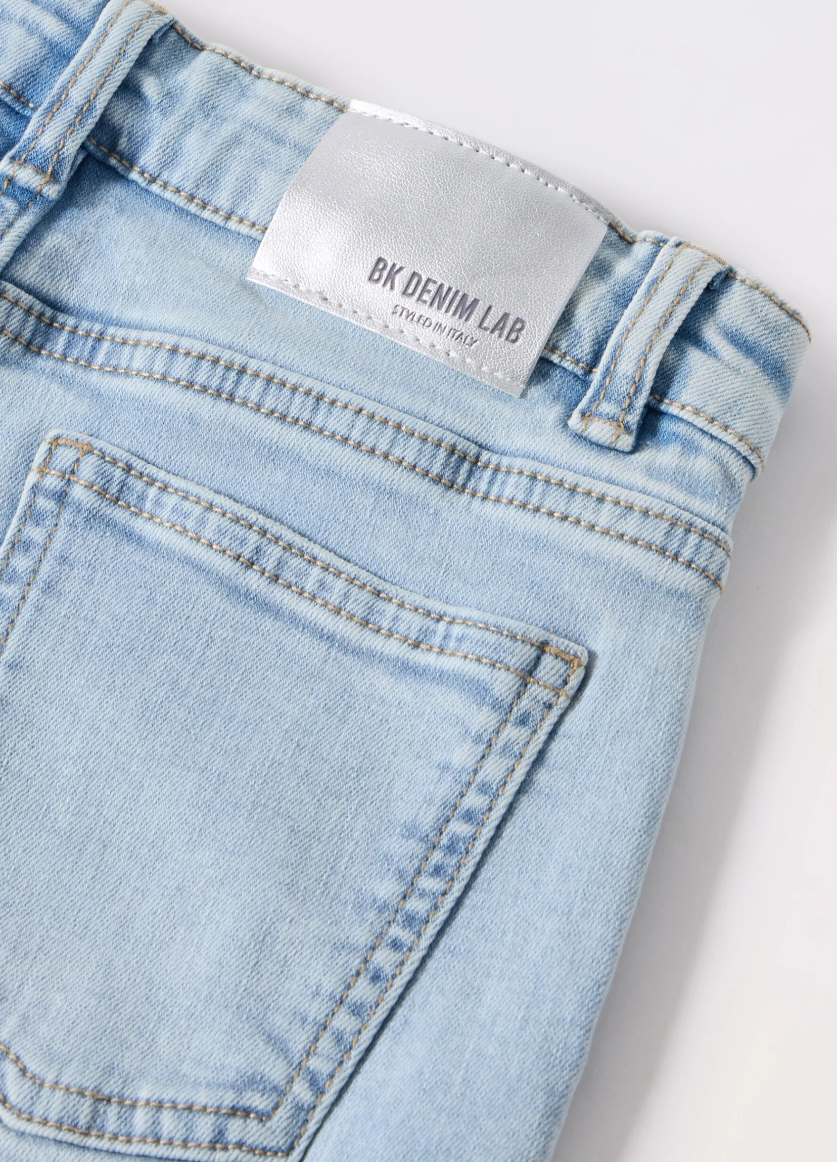 Blukids Pantaloni cargo in denim di cotone stretch ragazza- Pantaloni