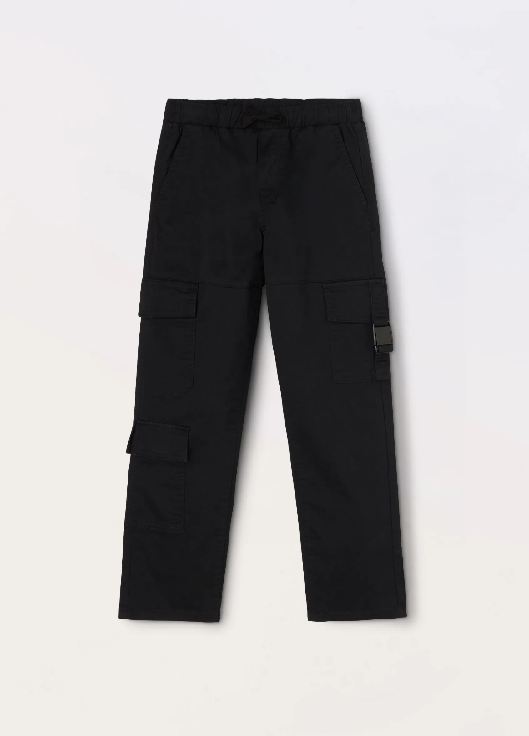 Blukids Pantaloni cargo in twill di cotone stretch ragazzo- Pantaloni