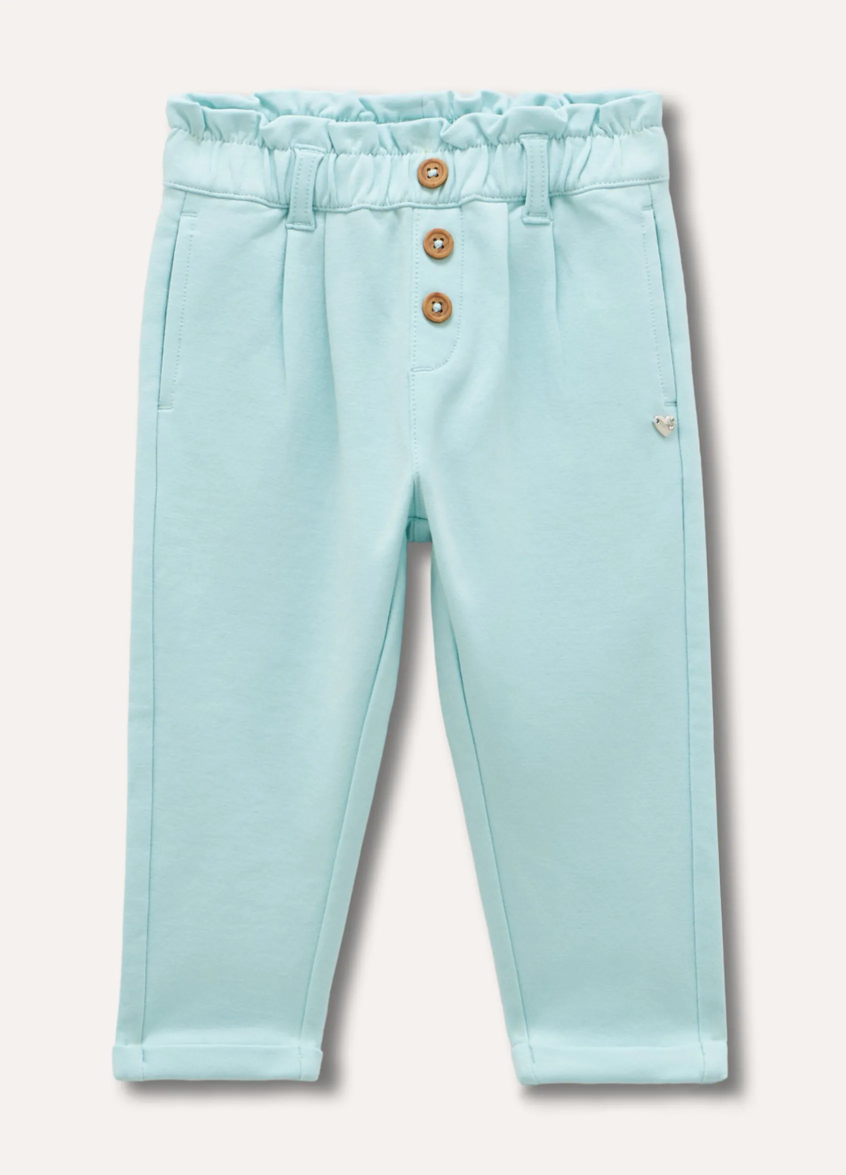 Blukids Pantaloni in cotone stretch con arriccio neonata- Pantaloni