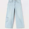 Blukids Pantaloni in denim di misto cotone wide leg bambina- Jeans
