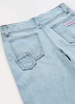 Blukids Pantaloni in denim di misto cotone wide leg bambina- Jeans