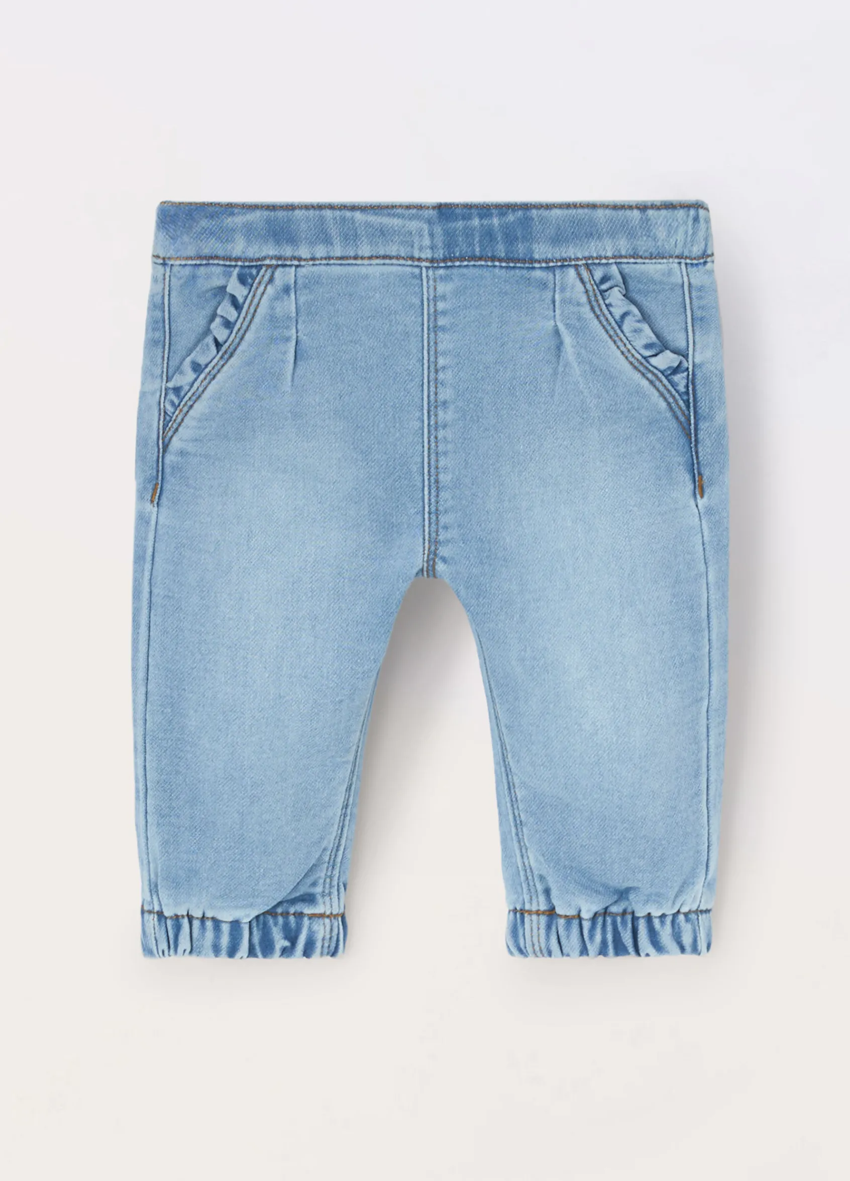 Blukids Pantaloni in french terry denim neonata- Pantaloni