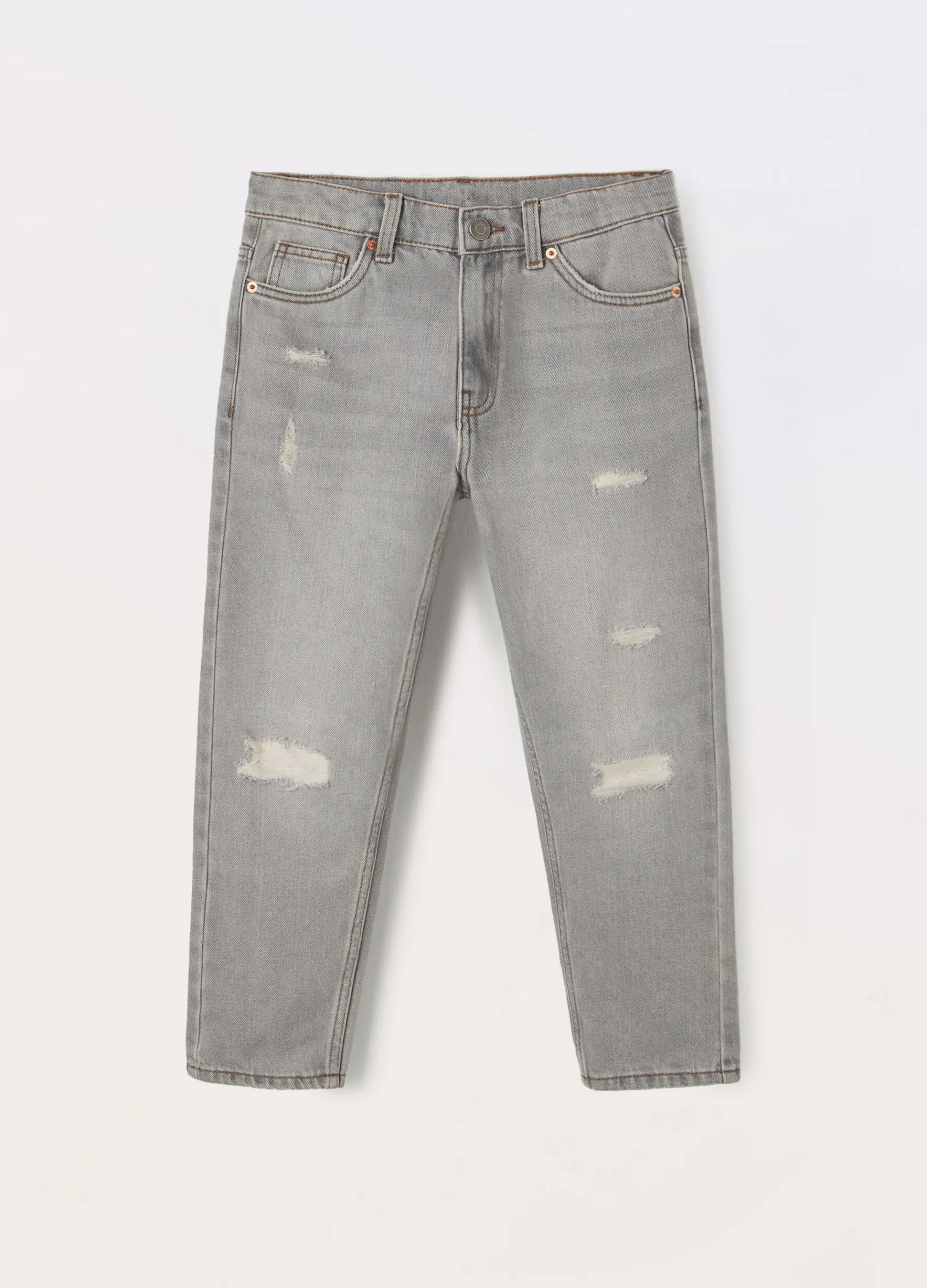 Blukids Pantaloni ripped in denim di misto cotone ragazzo- Jeans