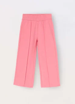 Blukids Pantaloni wide leg in french terry di puro cotone bambina- Pantaloni