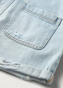 Blukids Salopette corta in denim di puro cotone ragazza- Pantaloni