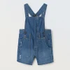 Blukids Salopette in denim di puro cotone neonato- Pantaloni