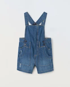 Blukids Salopette in denim di puro cotone neonato- Pantaloni