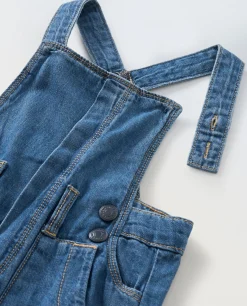 Blukids Salopette in denim di puro cotone neonato- Pantaloni