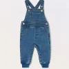 Blukids Salopette in french terry denim neonato- Pantaloni