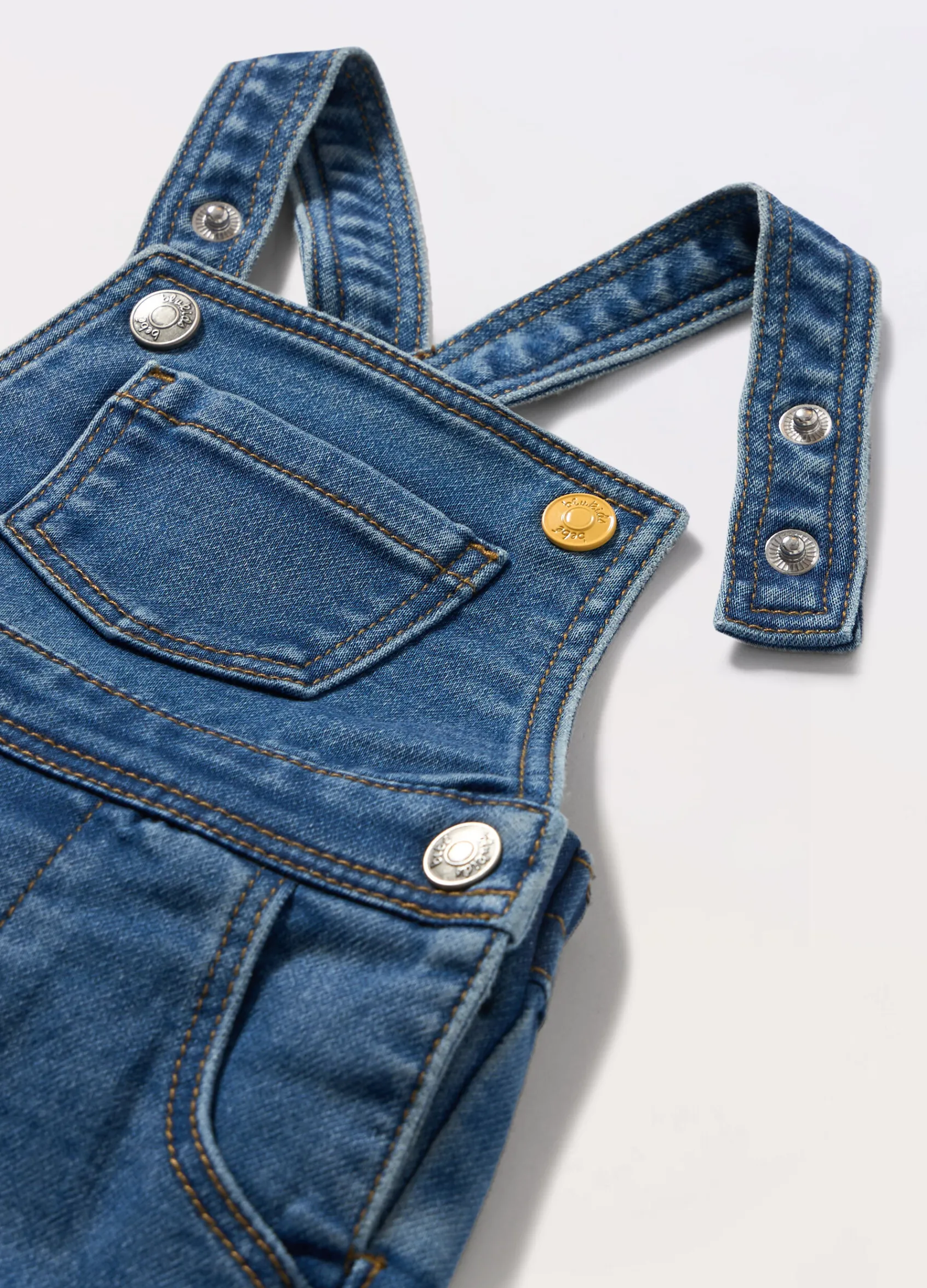 Blukids Salopette in french terry denim neonato- Pantaloni