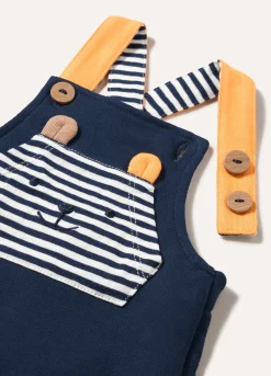 Blukids Salopette in puro cotone con applicazioni neonato- Completini
