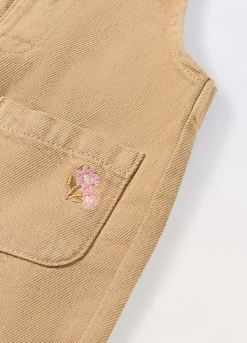 Blukids Salopette lunga in denim di puro cotone neonata- Pantaloni