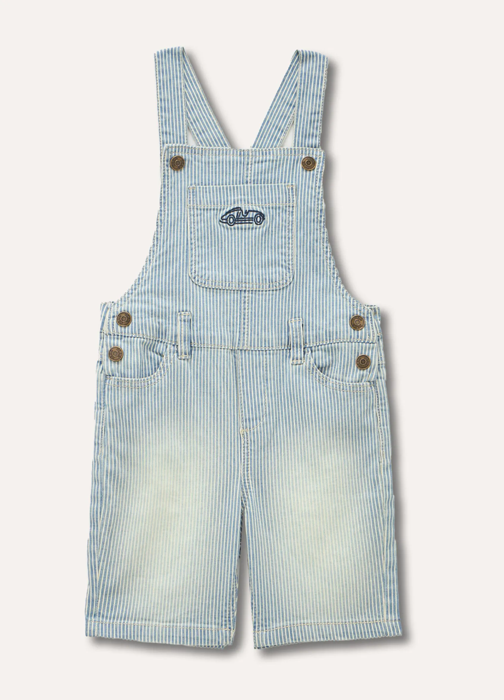 Blukids Salopette rigata in cotone stretch neonato- Pantaloni