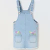 Blukids Salopette-gonna in denim di misto cotone neonata- Completini