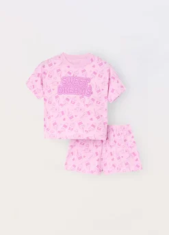 Blukids Set pigiama corto in jersey di puro cotone ragazza- Pigiami