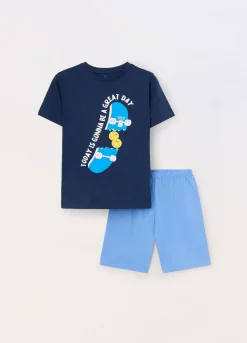 Blukids Set pigiama corto in jersey di puro cotone ragazzo- Pigiami