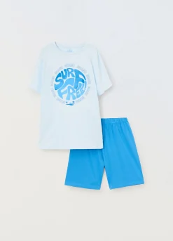 Blukids Set pigiama corto in jersey di puro cotone ragazzo- Pigiami