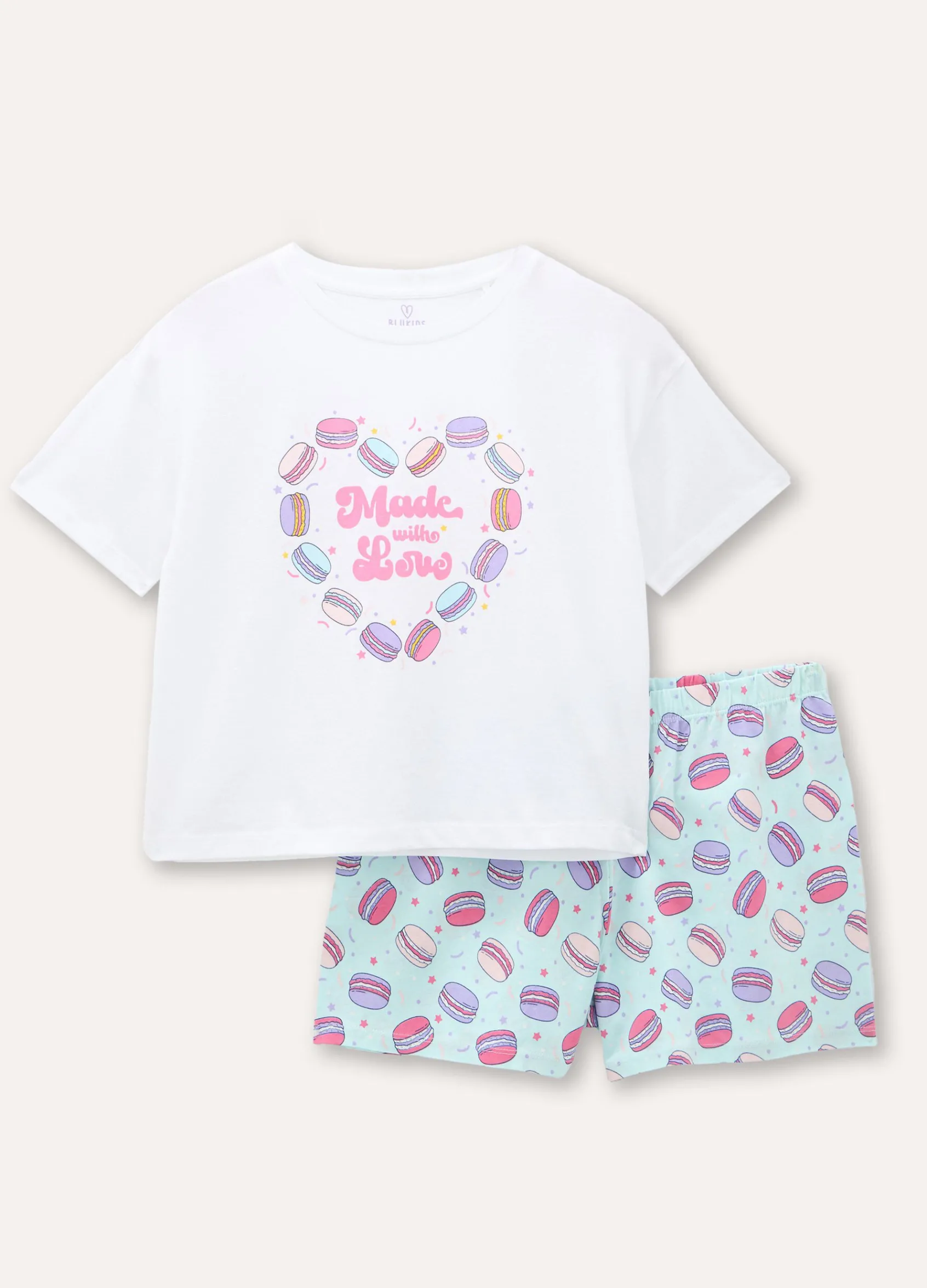 Blukids Set Pigiama corto in puro cotone ragazza- Pigiami