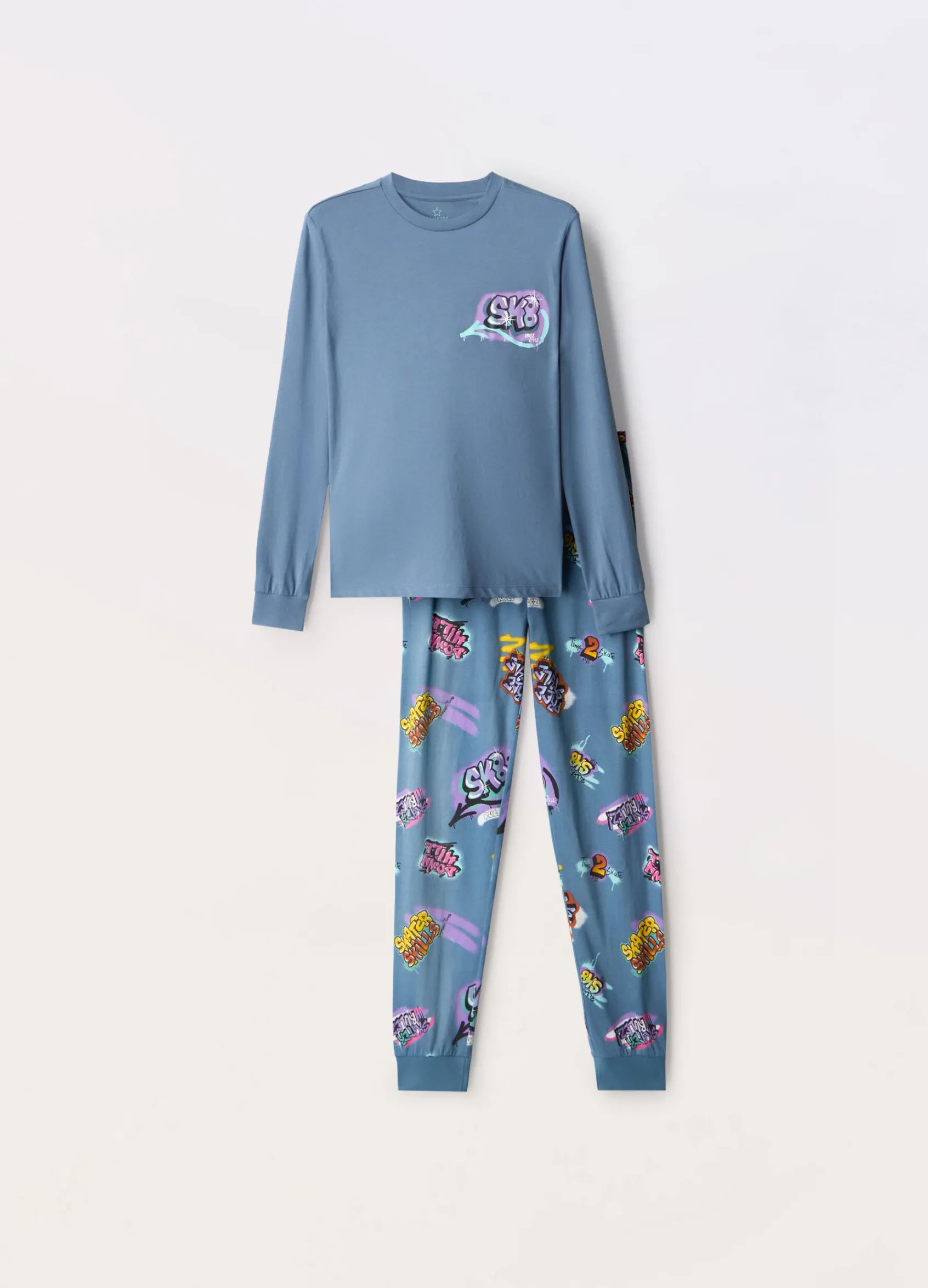 Blukids Set pigiama lungo in jersey di puro cotone ragazzo- Pigiami
