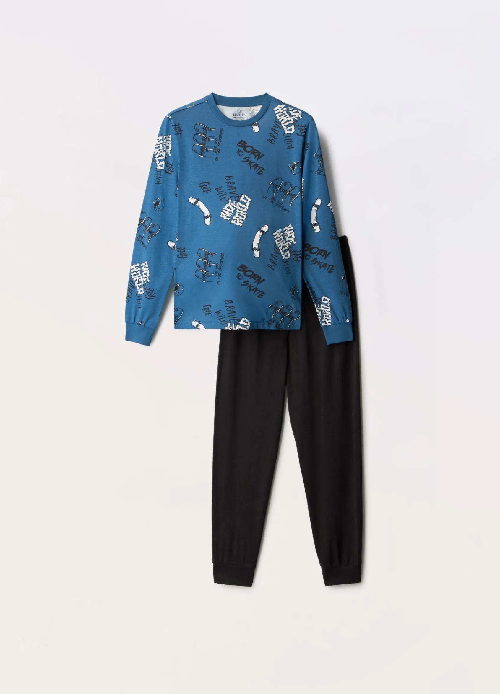 Blukids Set pigiama lungo in jersey di puro cotone ragazzo- Pigiami