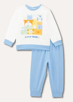 Blukids Set pigiama lungo in puro cotone neonato- Pigiami