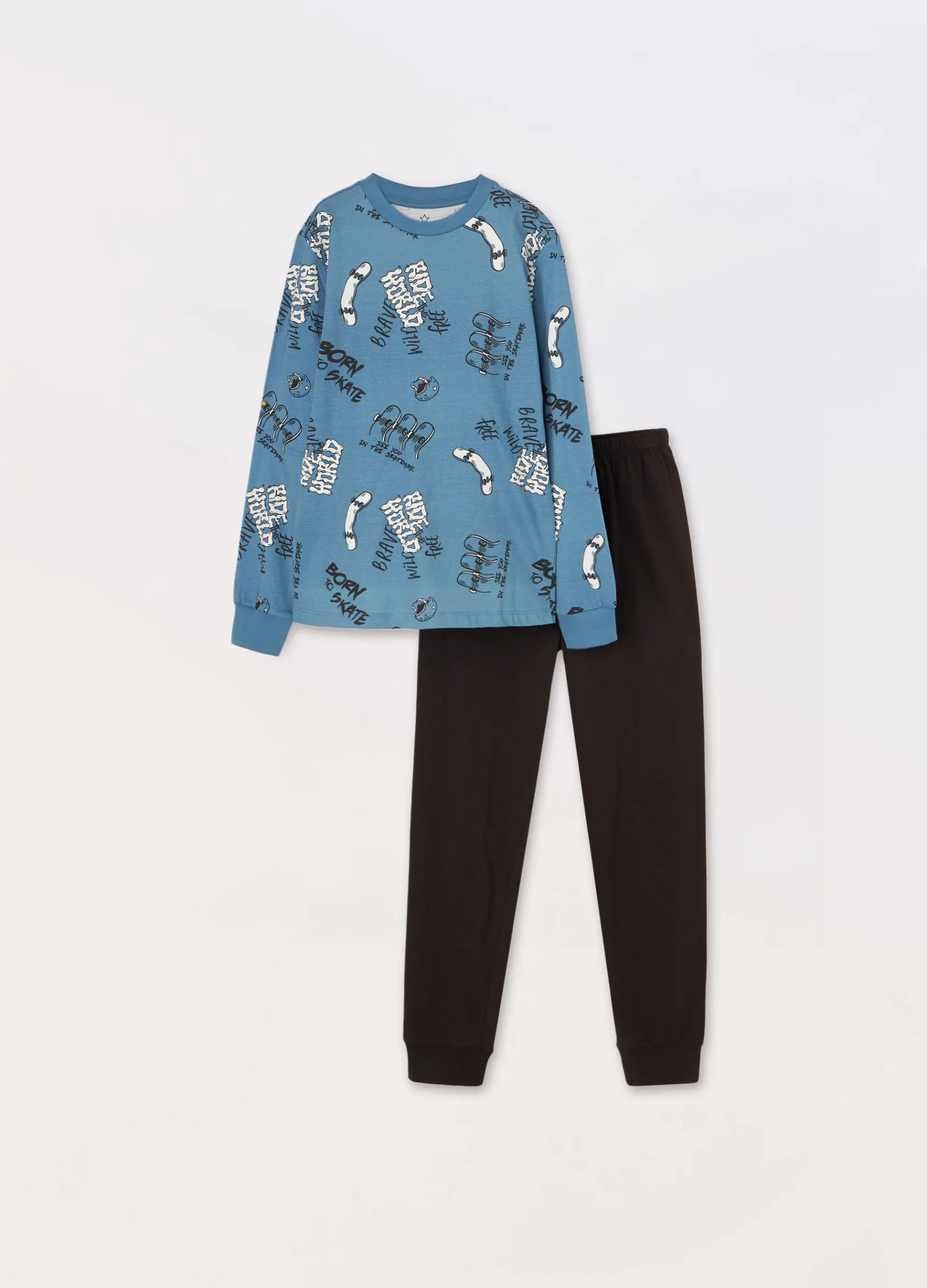 Blukids Set pigiama lungo in puro cotone ragazzo- Pigiami