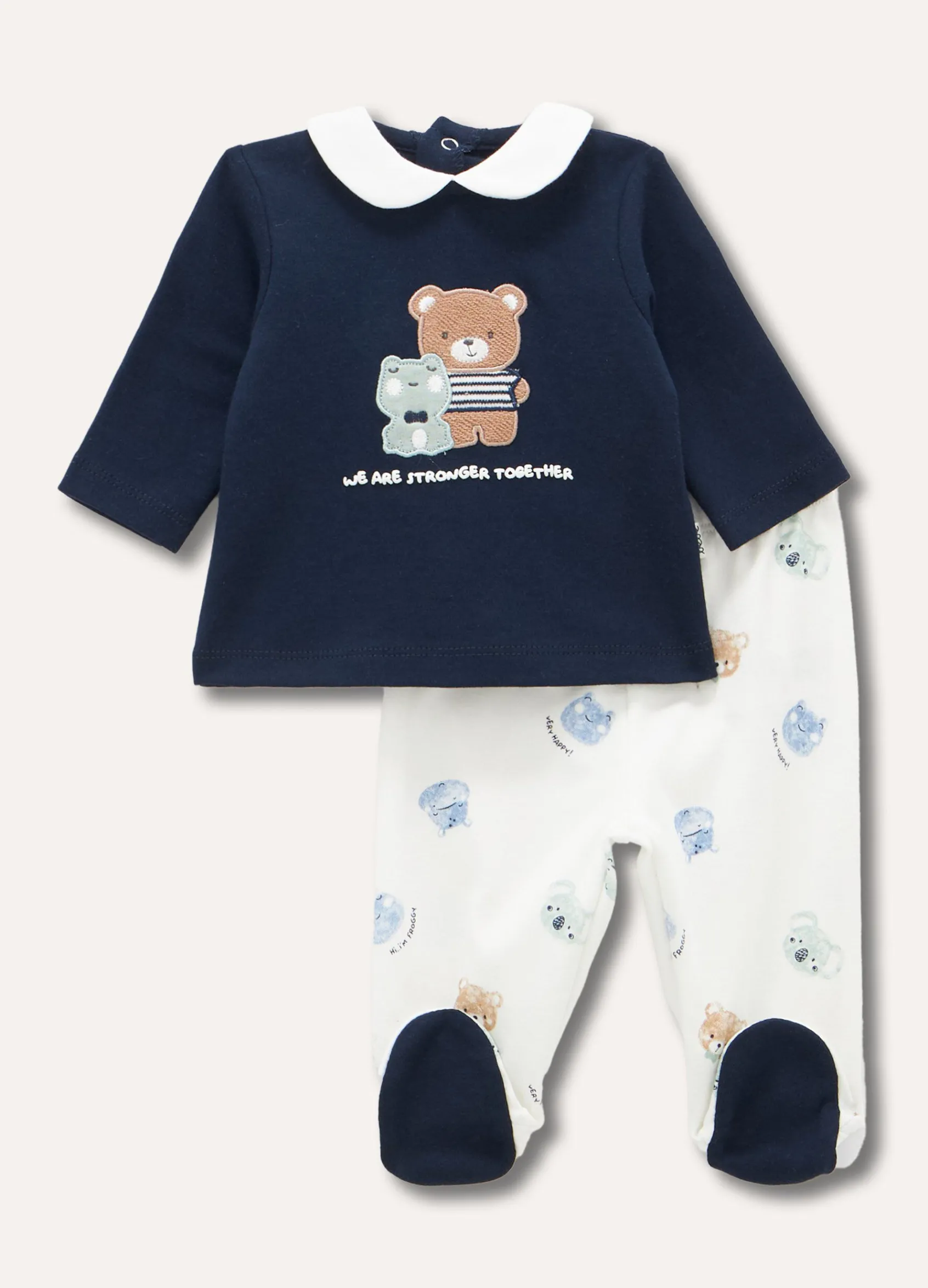 Blukids Set t-shirt + ghettine in puro cotone neonato- Completini