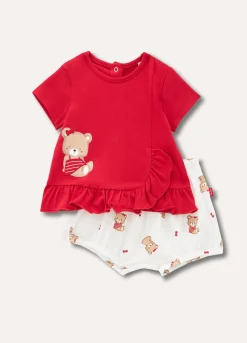 Blukids Set t-shirt e pantaloncini in cotone stretch neonata- Completini