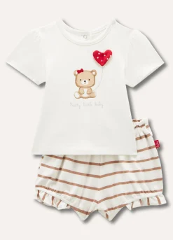 Blukids Set t-shirt e pantaloncini in cotone stretch neonata- Completini