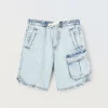 Blukids Shorts cargo in denim bambino-Bambino Pantaloni