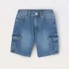 Blukids Shorts cargo in denim di puro cotone ragazza- Pantaloni