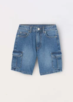 Blukids Shorts cargo in denim di puro cotone ragazza- Pantaloni