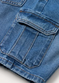 Blukids Shorts cargo in denim di puro cotone ragazza- Pantaloni