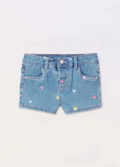 Blukids Shorts in denim di misto cotone neonata- Pantaloni
