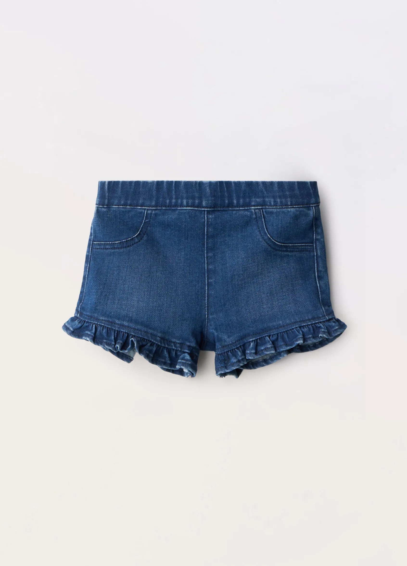 Blukids Shorts in denim di misto cotone neonata- Pantaloni